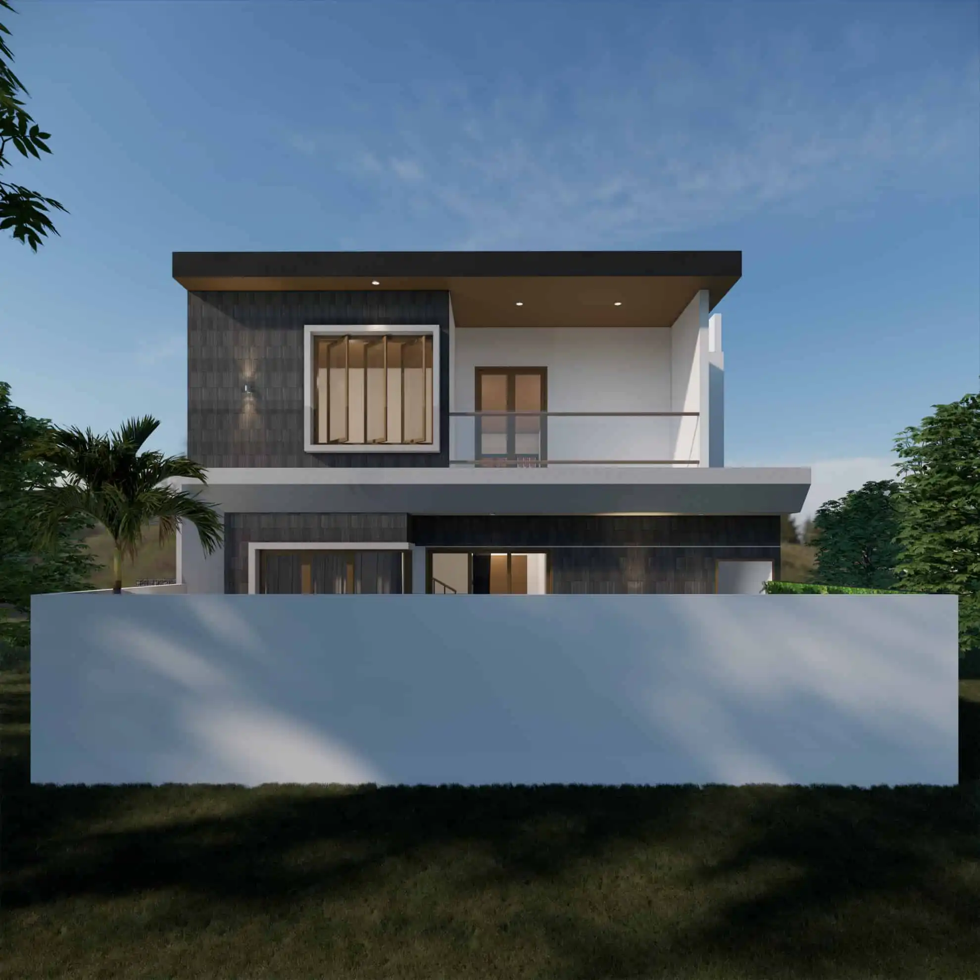 Tata letak rumah modern tropis dengan ventilasi alami